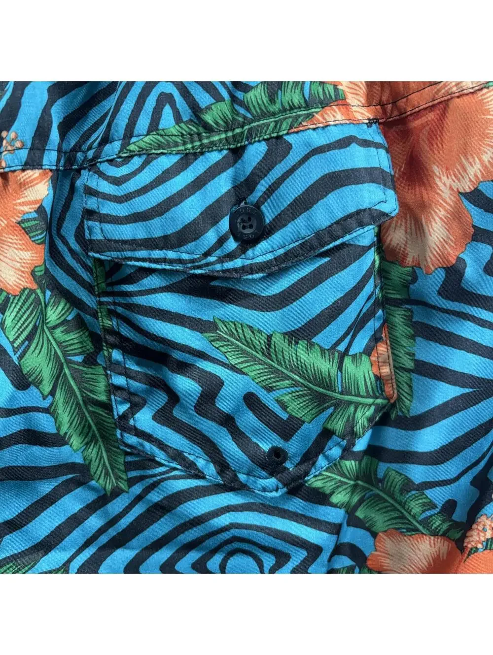 Lost Hawaiian Swim Board Shorts Mens XL Hibiscus Zebra Stripe